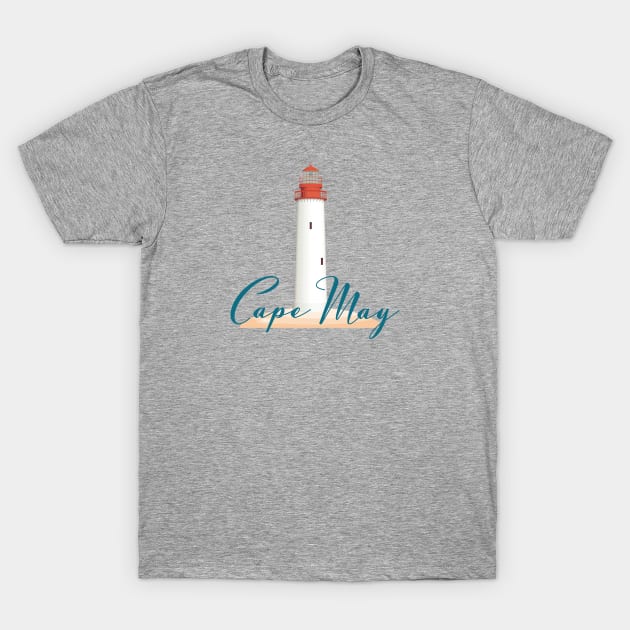 Cape May NJ Lighthouse on New Jersey Shore T-Shirt by sentinelsupplyco